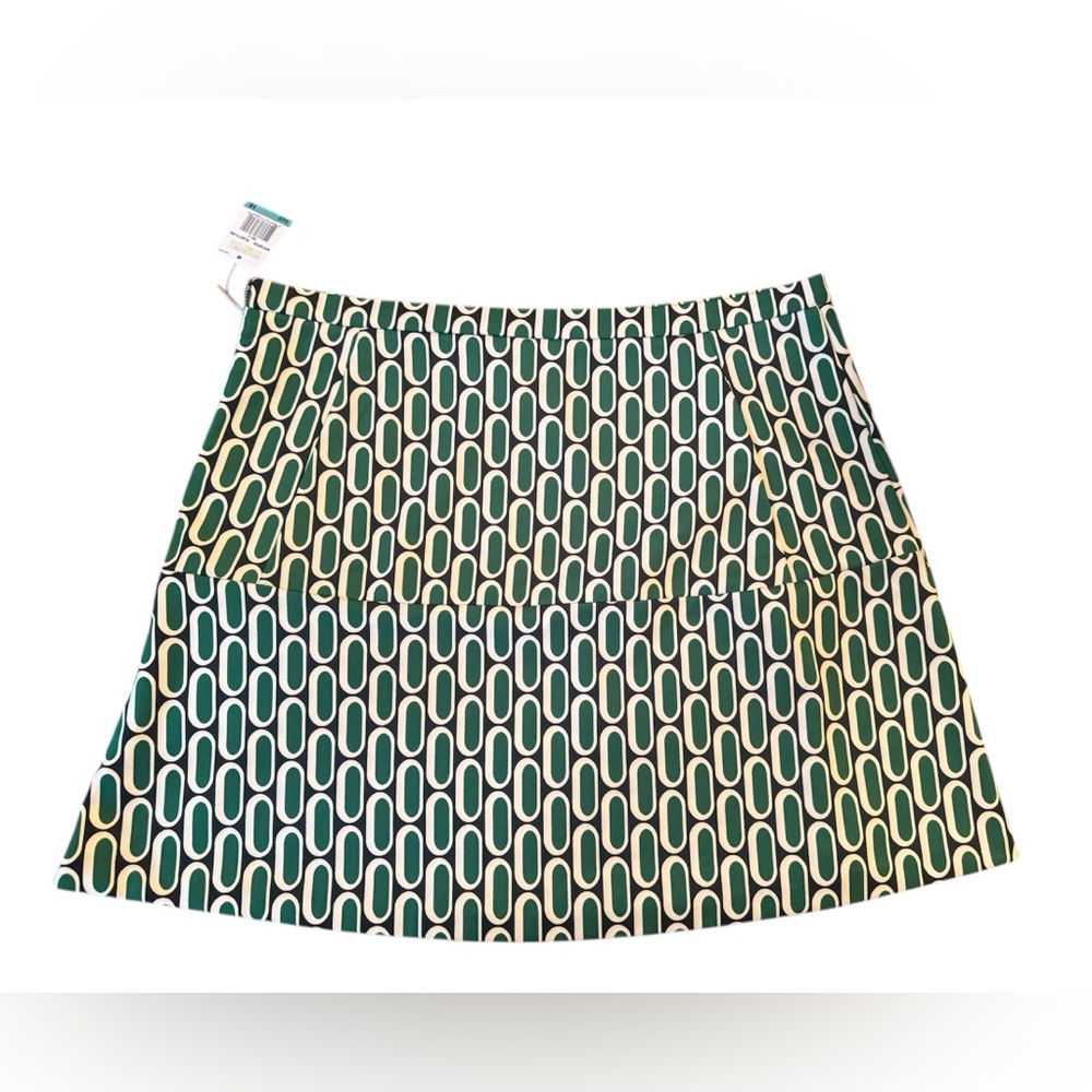 New MICHAEL KORS Palmetto Green White A-Line Skirt NWT